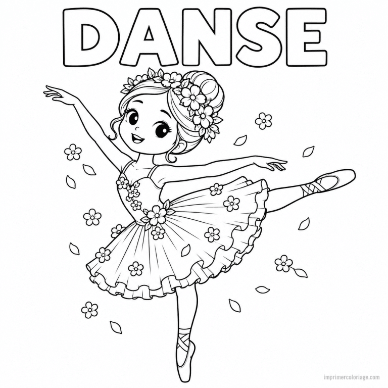 coloriage danse cute danseuse couronne fleurs titre haut - dessin gratuit &agrave; imprimer