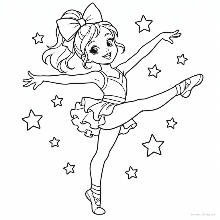 coloriage danse cute danseuse jazz grand noeud - dessin gratuit &agrave; imprimer