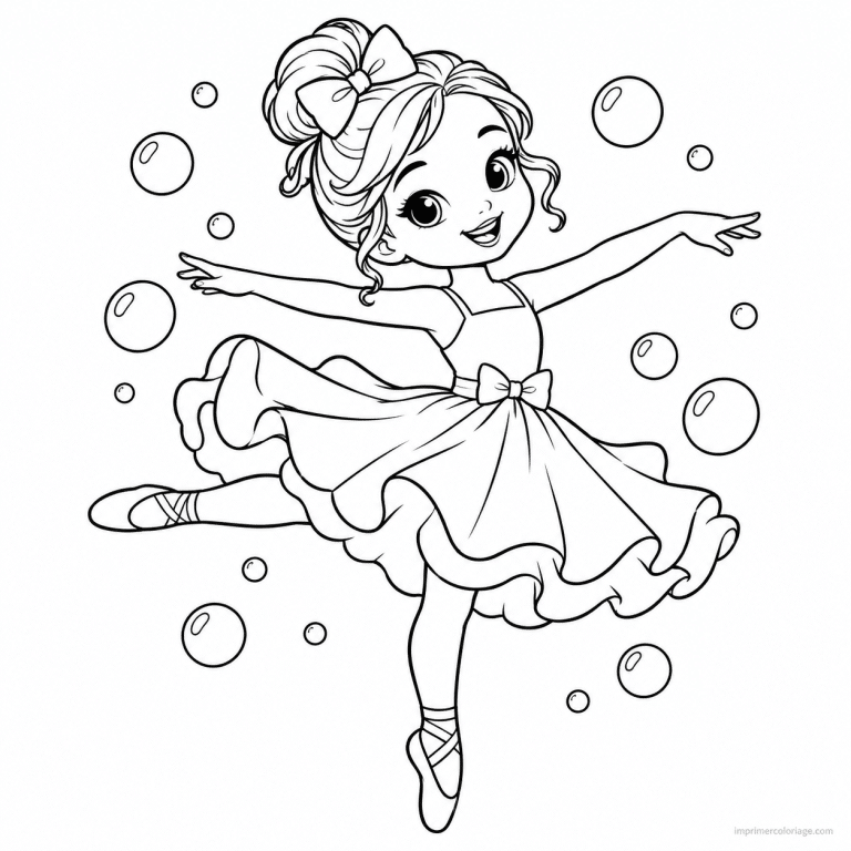 coloriage danse cute danseuse noeud jupe - dessin gratuit &agrave; imprimer
