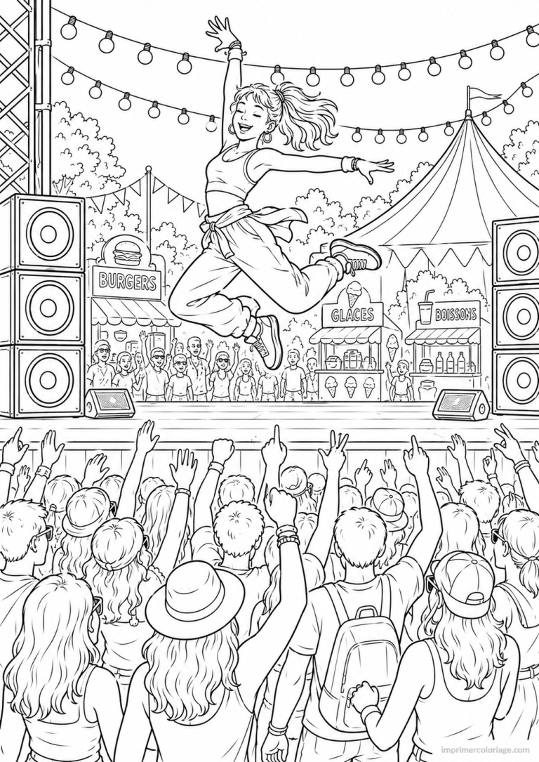 coloriage danse festival ete - dessin gratuit &agrave; imprimer