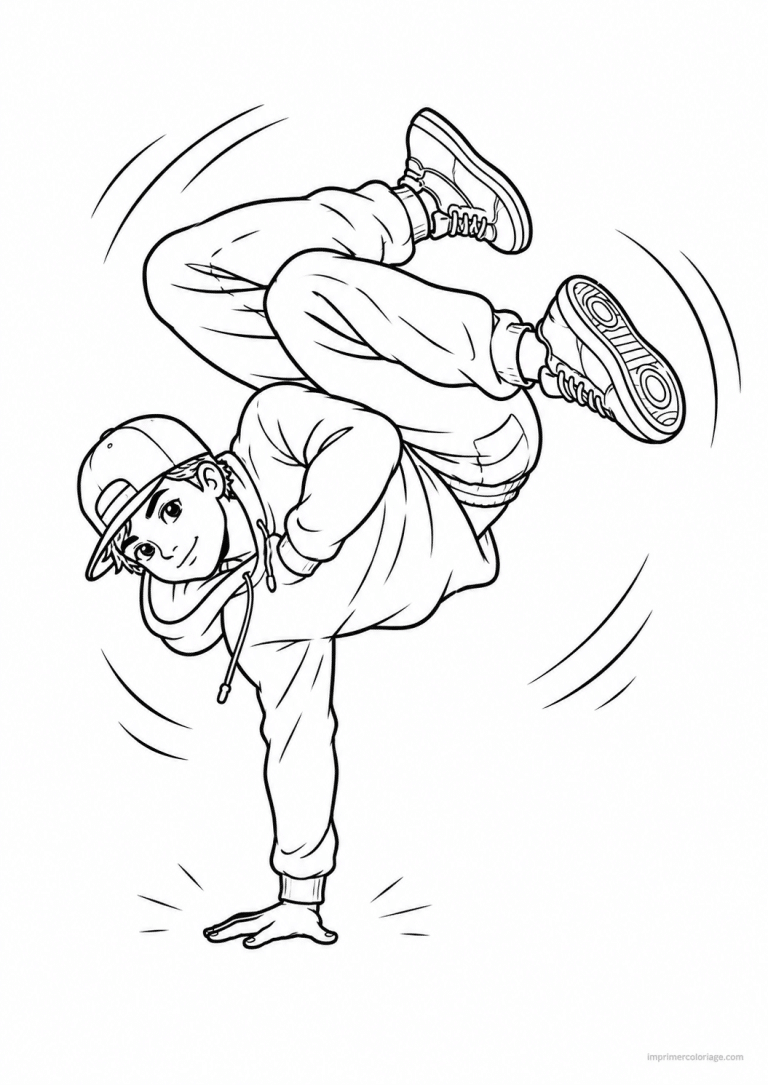 coloriage danse freeze equilibre - dessin gratuit &agrave; imprimer