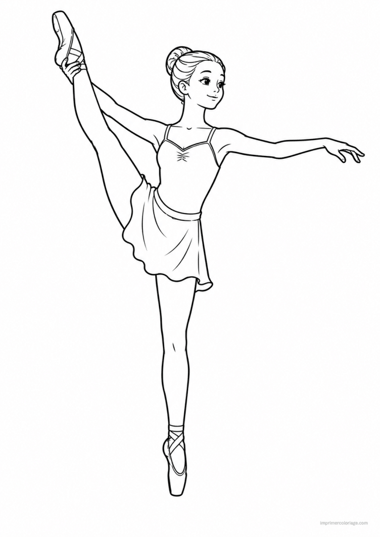 coloriage danse grand ecart debout - dessin gratuit &agrave; imprimer