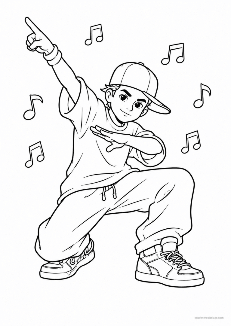 coloriage danse hip hop pose - dessin gratuit &agrave; imprimer