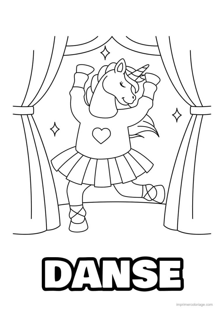 coloriage danse licorne ballerine - dessin gratuit &agrave; imprimer