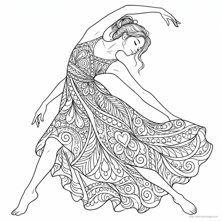 coloriage danse mandala contemporaine motifs zentangle - dessin gratuit &agrave; imprimer