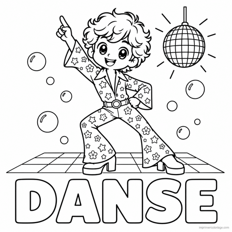 coloriage danse pattern danseur disco motifs etoiles titre bas - dessin gratuit &agrave; imprimer