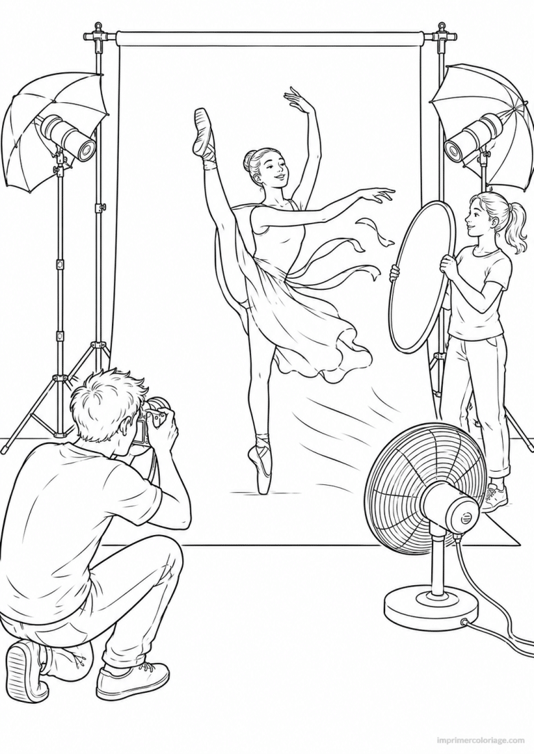coloriage danse photo studio - dessin gratuit &agrave; imprimer