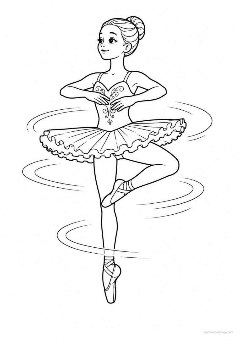 coloriage danse pirouette tutu - dessin gratuit &agrave; imprimer