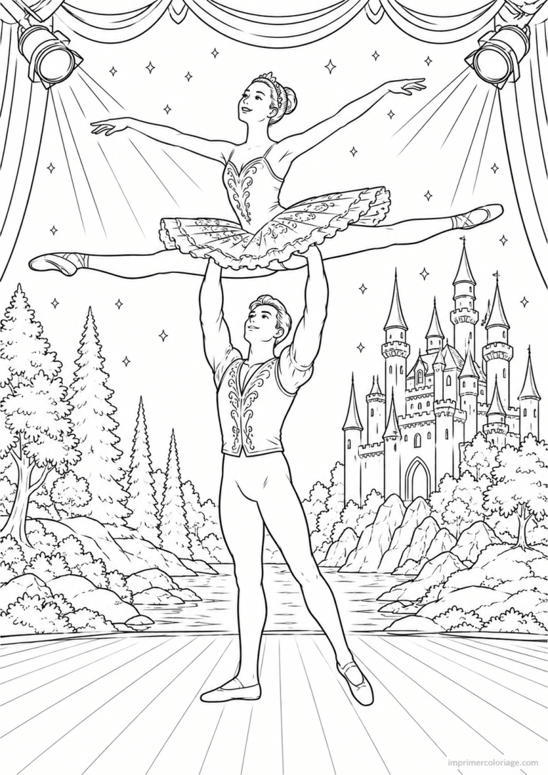 coloriage danse porte duo - dessin gratuit &agrave; imprimer