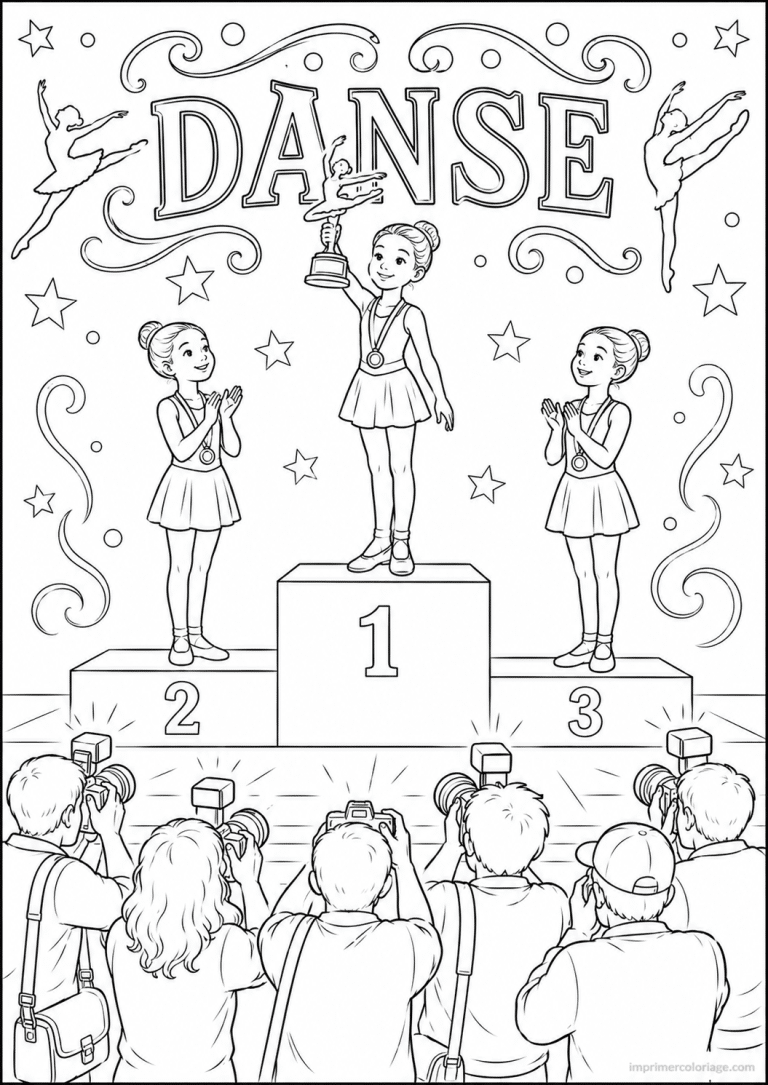 coloriage danse remise trophee - dessin gratuit &agrave; imprimer