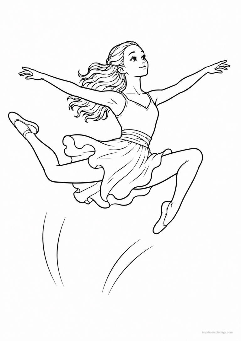 coloriage danse saut biche - dessin gratuit &agrave; imprimer
