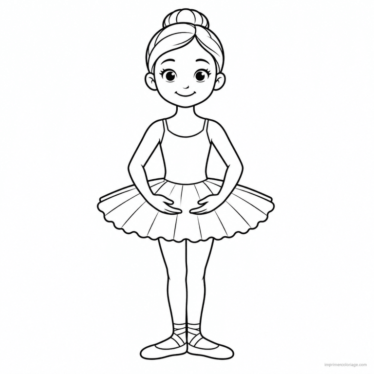 coloriage danse simple ballerine premiere position - dessin gratuit &agrave; imprimer