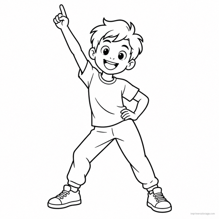 coloriage danse simple danseur bras leve - dessin gratuit &agrave; imprimer
