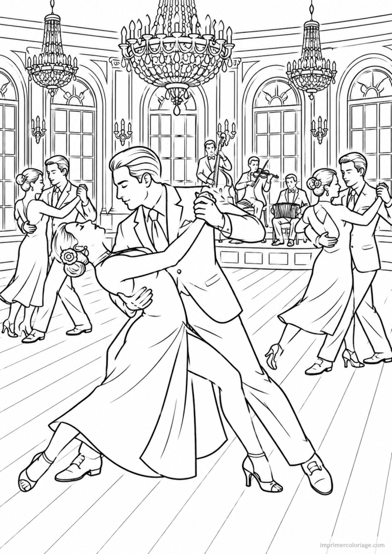 coloriage danse tango salon 2 - dessin gratuit &agrave; imprimer