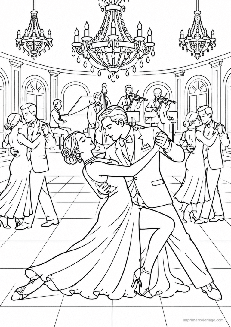 coloriage danse tango salon - dessin gratuit &agrave; imprimer
