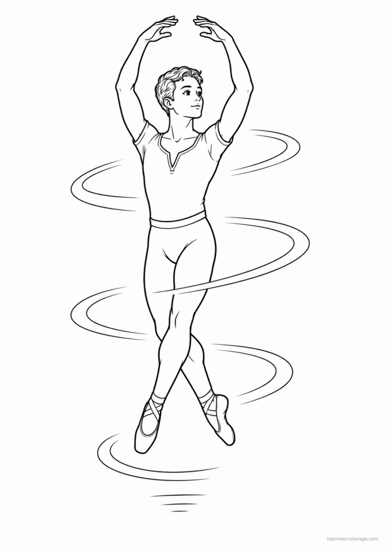 coloriage danseur tour en air - dessin gratuit &agrave; imprimer