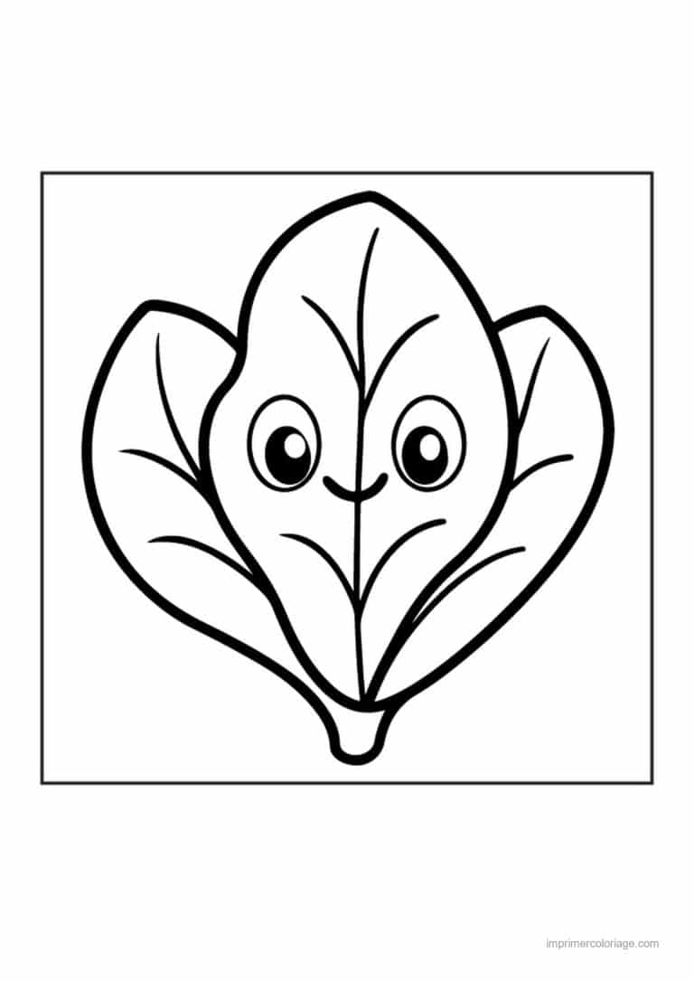 coloriage epinard blette feuille d epinard kawaii - dessin gratuit &agrave; imprimer