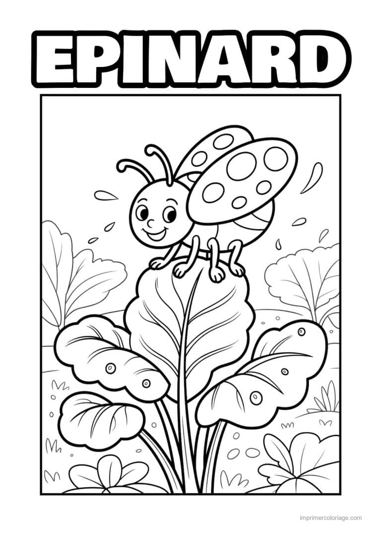 coloriage epinard blette feuille de blette et coccinelle - dessin gratuit &agrave; imprimer