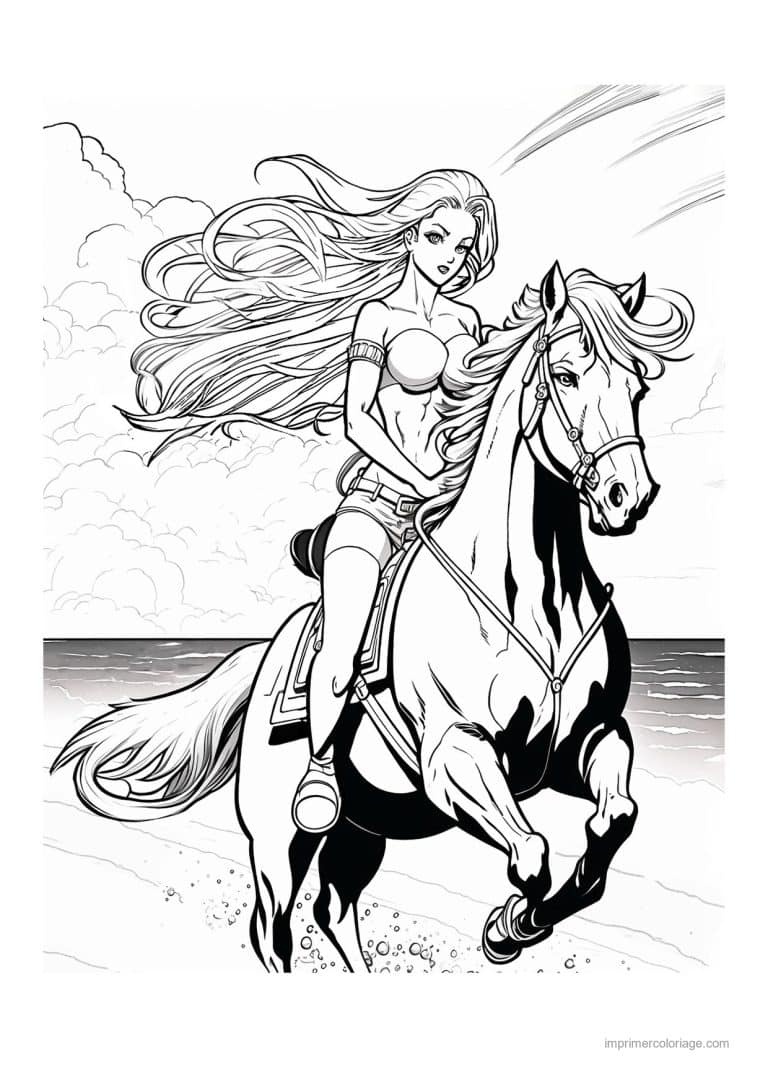 coloriage equitation cavalier 13 - dessin gratuit &agrave; imprimer