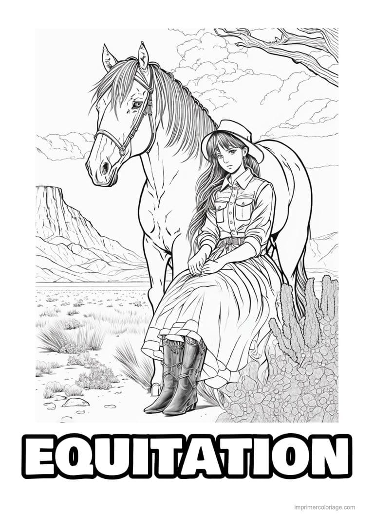 coloriage equitation cavalier 14 - dessin gratuit &agrave; imprimer