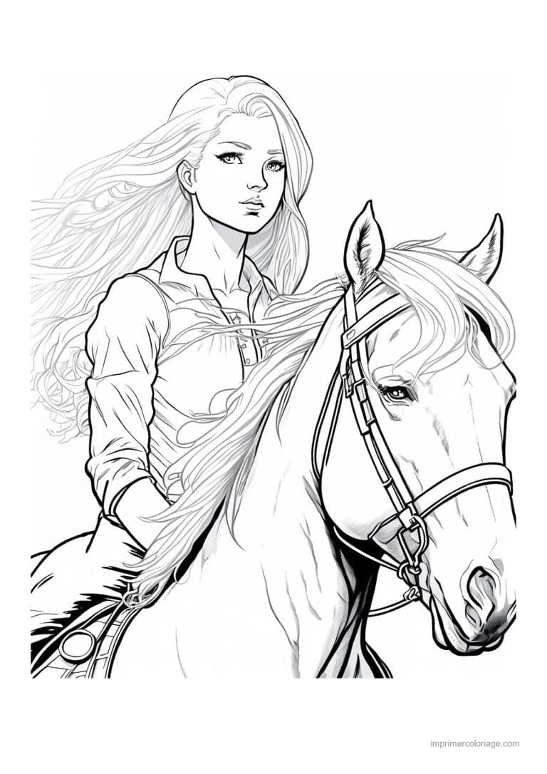 coloriage equitation cavalier 21 - dessin gratuit &agrave; imprimer