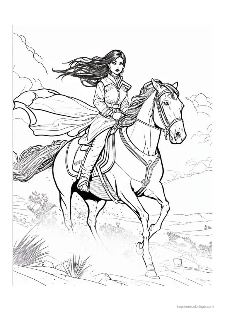 coloriage equitation cavalier 22 - dessin gratuit &agrave; imprimer