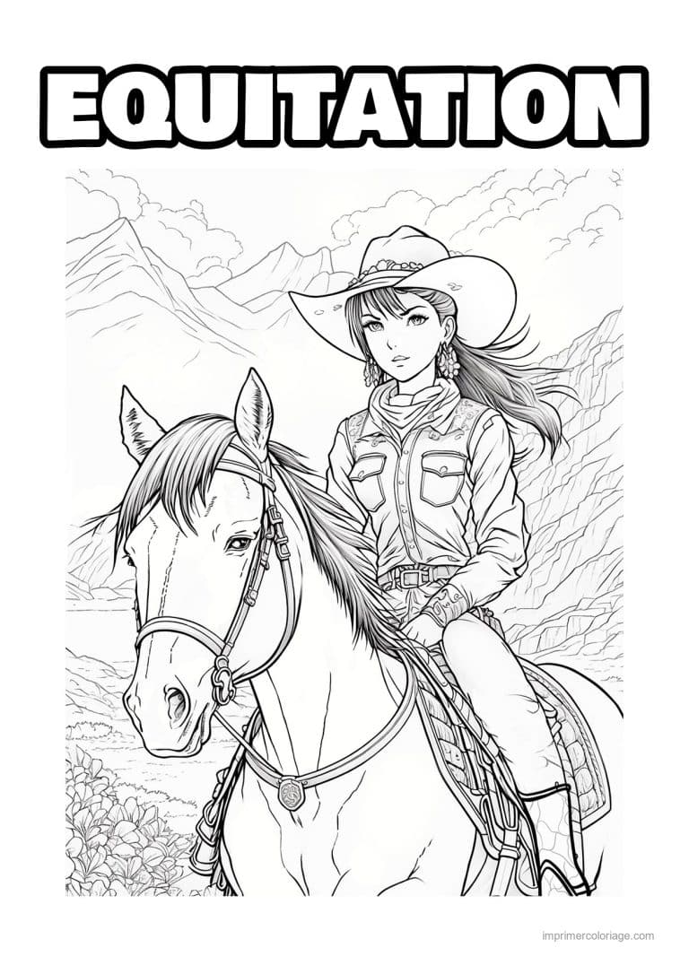 coloriage equitation cavalier 23 - dessin gratuit &agrave; imprimer