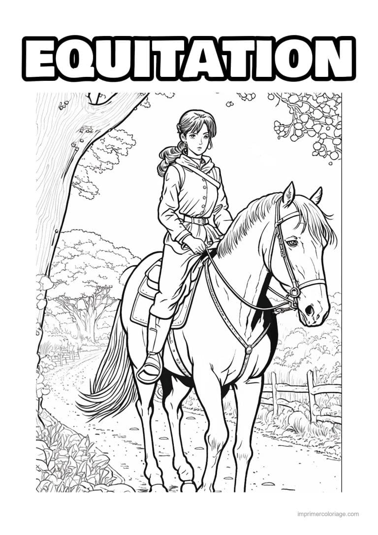 coloriage equitation cavalier - dessin gratuit &agrave; imprimer