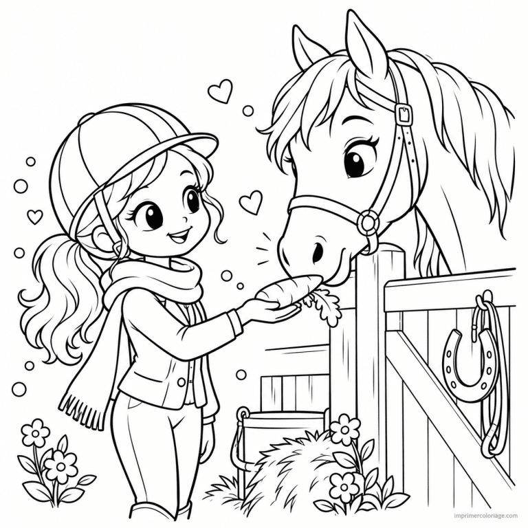 coloriage equitation cute cavaliere carotte cheval - dessin gratuit &agrave; imprimer