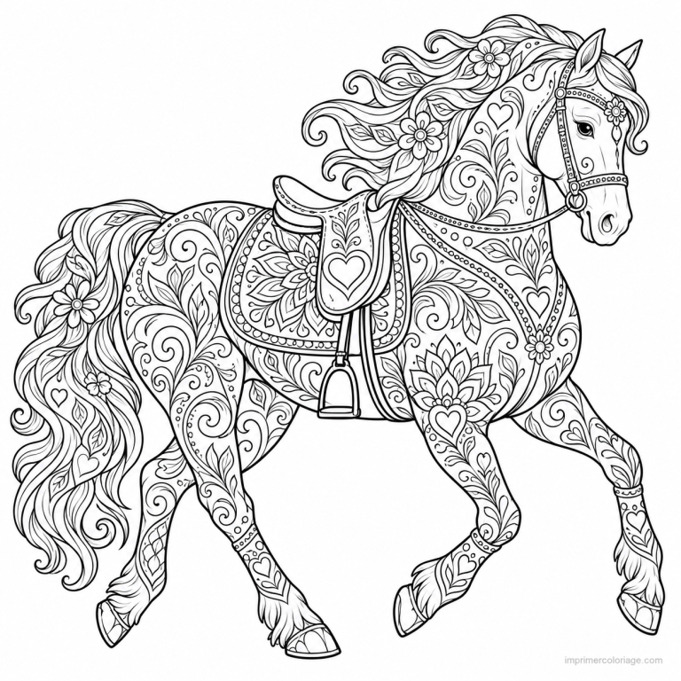 coloriage equitation mandala cheval trot - dessin gratuit &agrave; imprimer