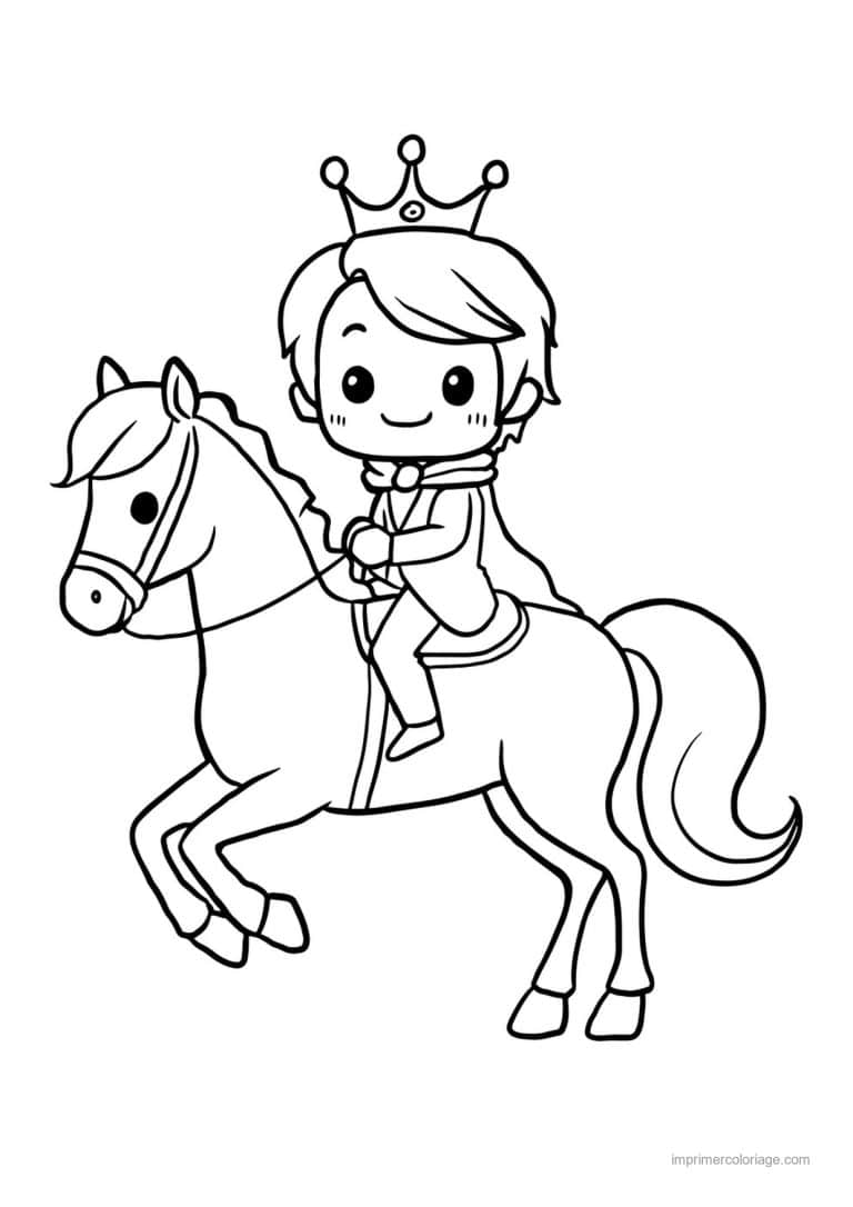 coloriage equitation prince a cheval - dessin gratuit &agrave; imprimer