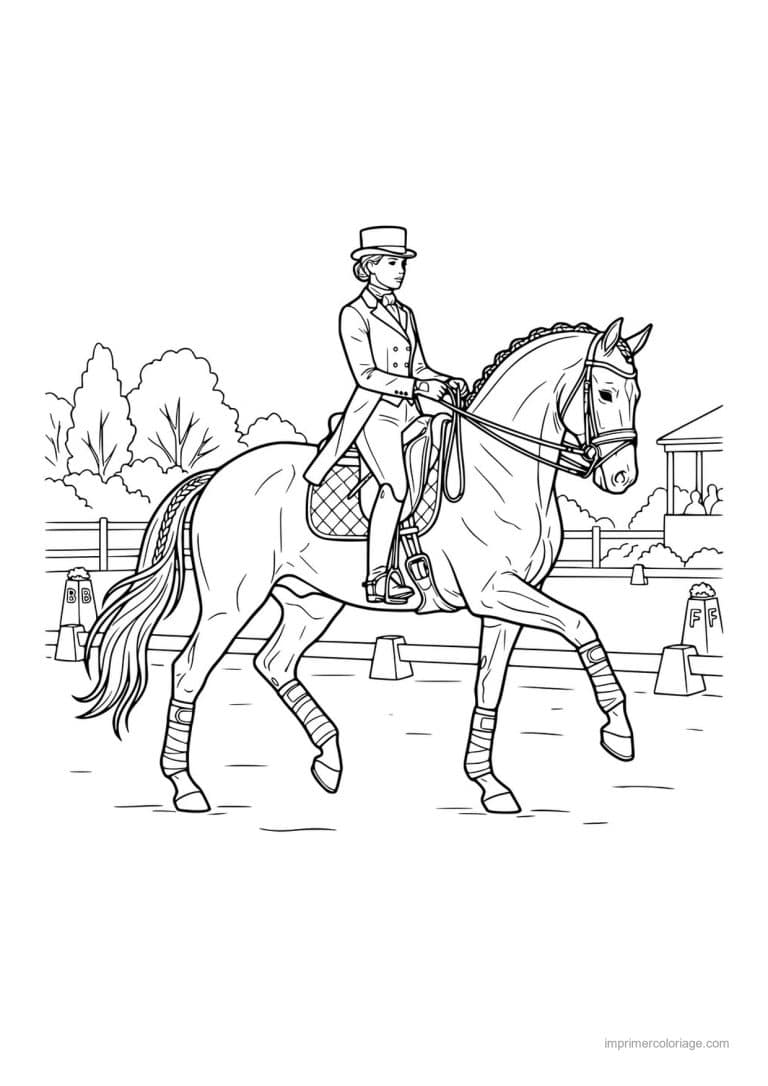 coloriage equitation saut d obstacle - dessin gratuit &agrave; imprimer