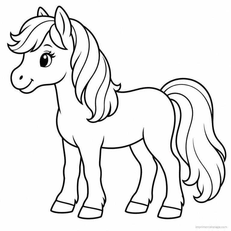 coloriage equitation simple poney debout profil - dessin gratuit &agrave; imprimer