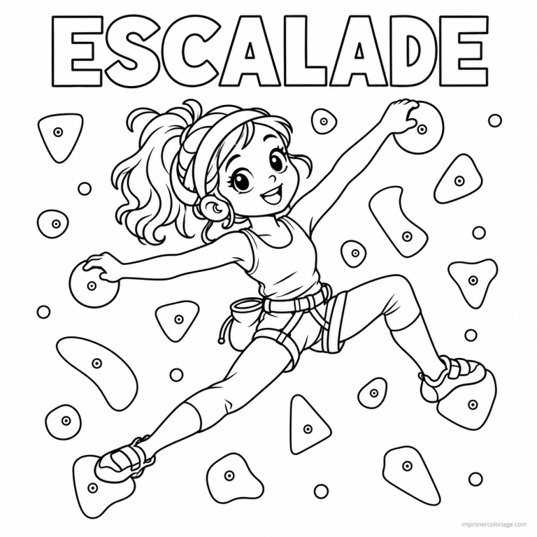 coloriage escalade cute grimpeuse bandeau mur titre haut - dessin gratuit &agrave; imprimer