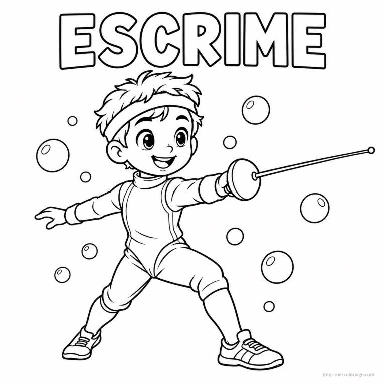 coloriage escrime cute escrimeur bandeau epee titre haut - dessin gratuit &agrave; imprimer
