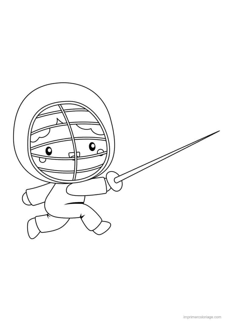 coloriage escrime enfant escrimeur masque - dessin gratuit &agrave; imprimer