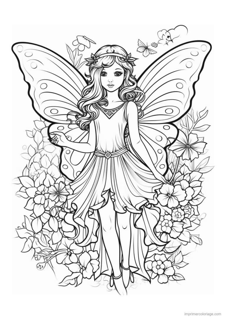 coloriage fee ailes de papillon geantes - dessin gratuit &agrave; imprimer