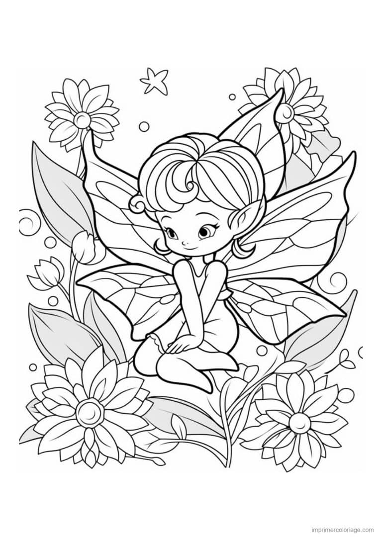 coloriage fee attrape une etoile - dessin gratuit &agrave; imprimer