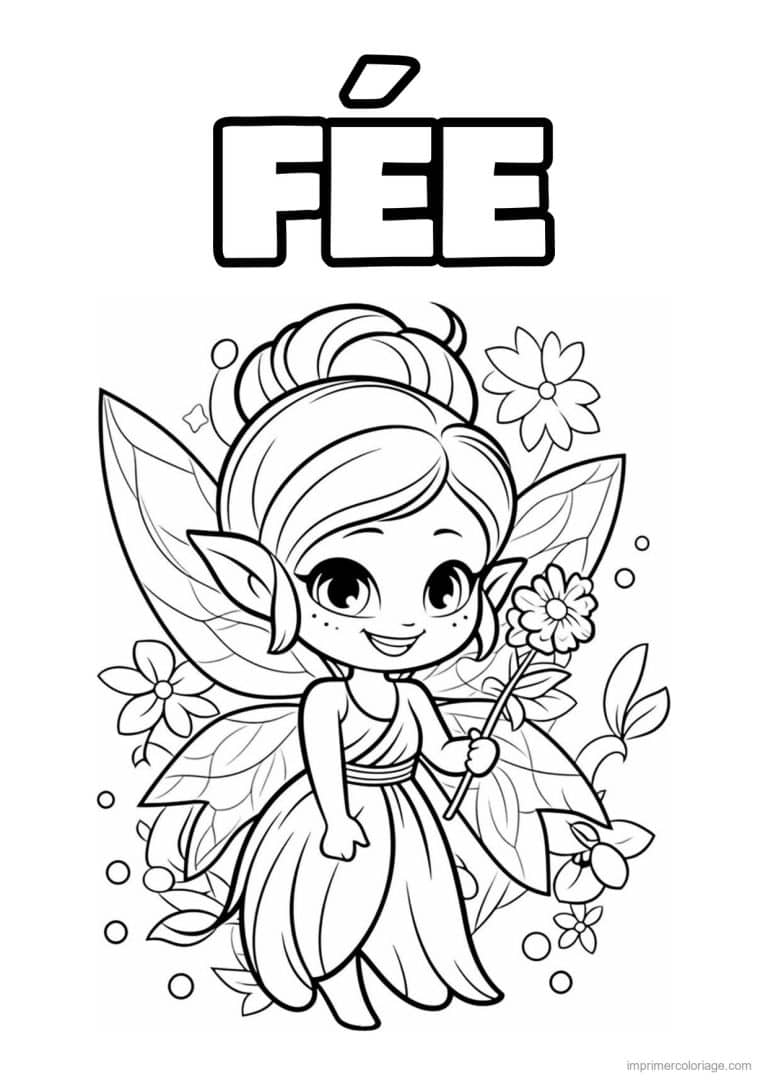 coloriage fee baguette magique kawai - dessin gratuit &agrave; imprimer