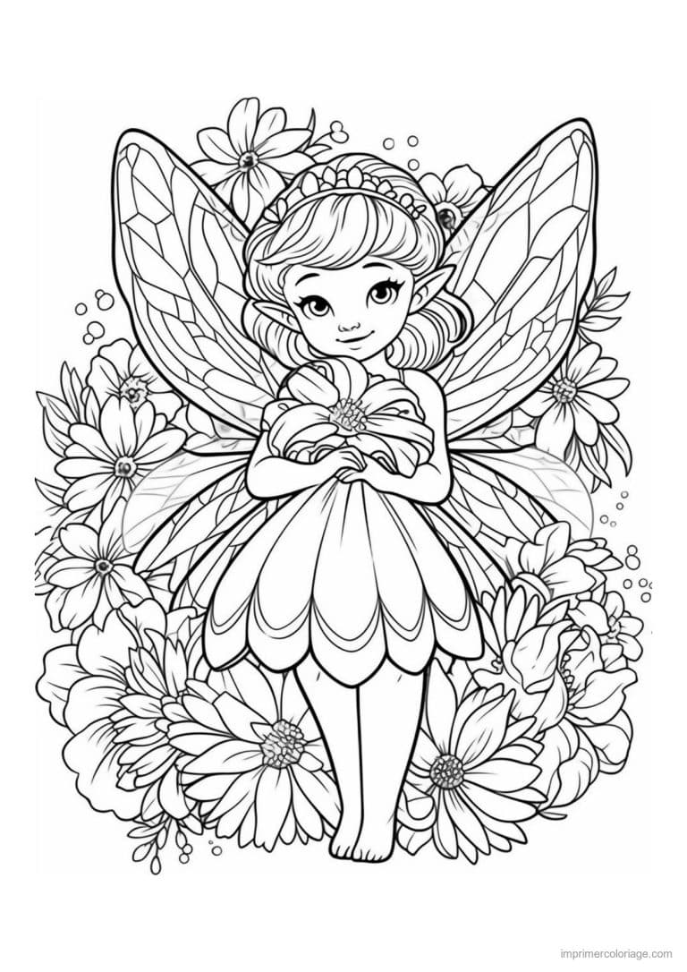 coloriage fee bouquet de marguerites - dessin gratuit &agrave; imprimer