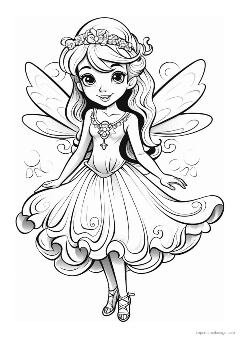 coloriage fee couronne de roses - dessin gratuit &agrave; imprimer