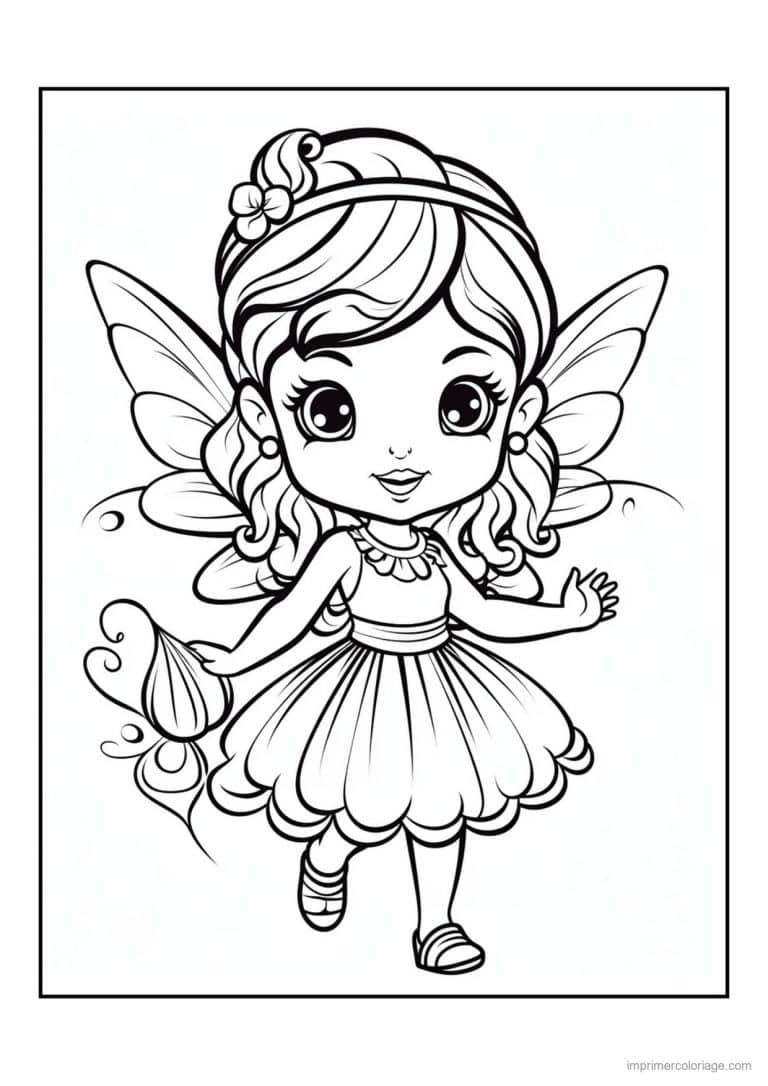 coloriage fee danse encadree - dessin gratuit &agrave; imprimer