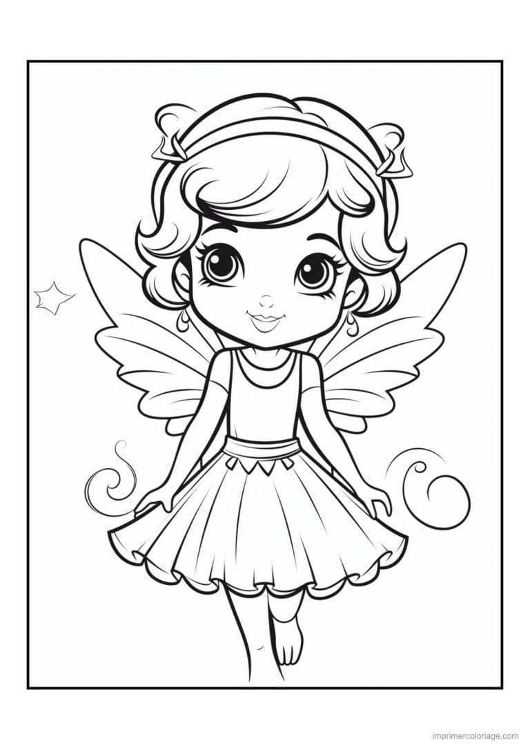 coloriage fee encadree etoiles - dessin gratuit &agrave; imprimer