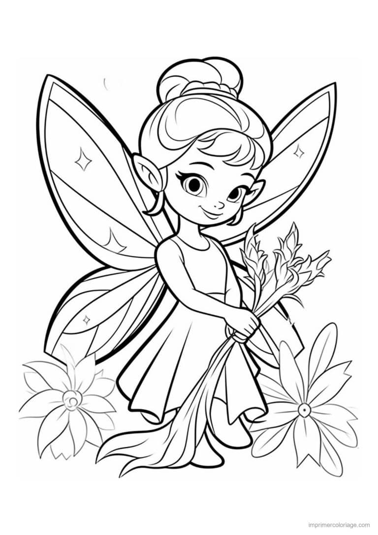 coloriage fee gerbe de fleurs - dessin gratuit &agrave; imprimer