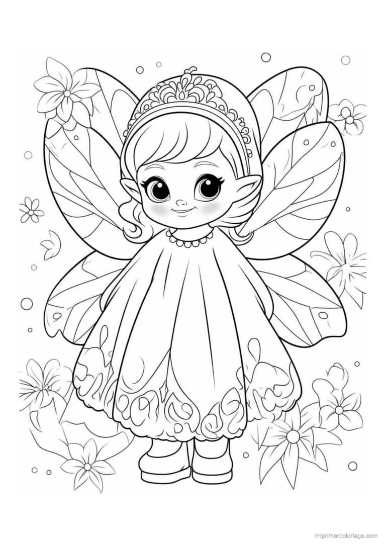 coloriage fee robe a volants - dessin gratuit &agrave; imprimer