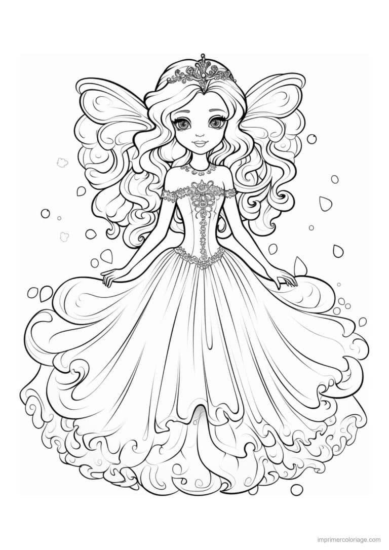 coloriage fee robe de bal - dessin gratuit &agrave; imprimer
