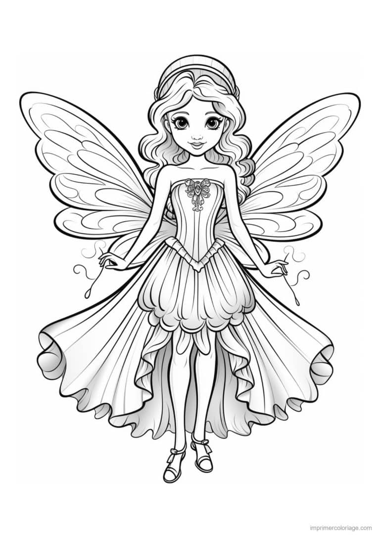 coloriage fee robe petale - dessin gratuit &agrave; imprimer