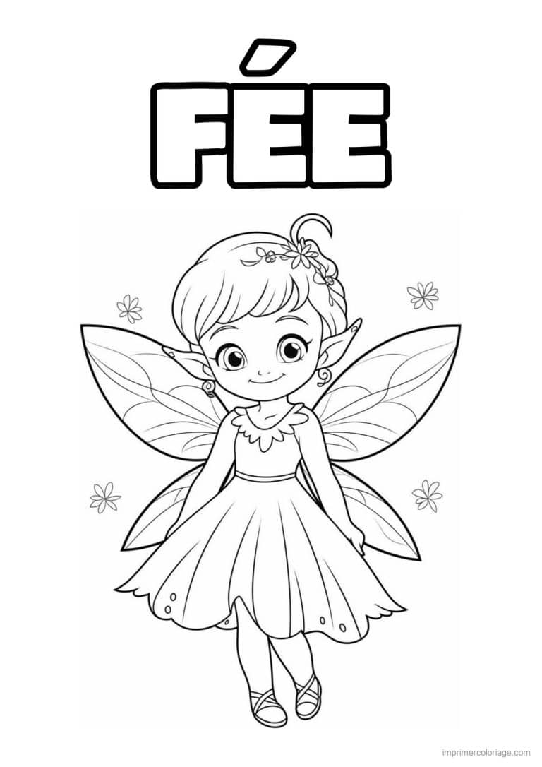 coloriage fee toute simple pour enfant - dessin gratuit &agrave; imprimer