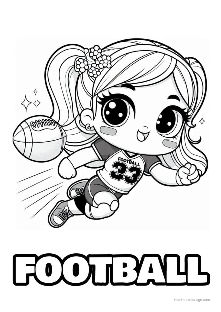 coloriage football americain fille ballon ovale - dessin gratuit &agrave; imprimer