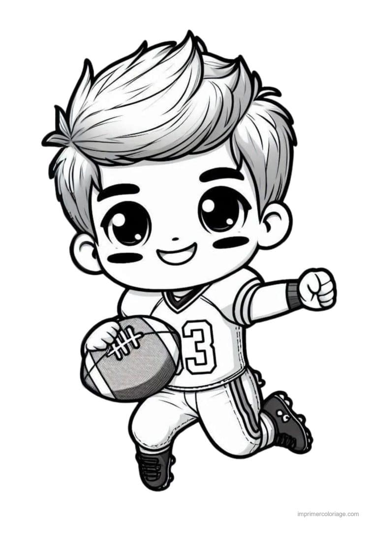 coloriage football americain garcon ballon ovale - dessin gratuit &agrave; imprimer